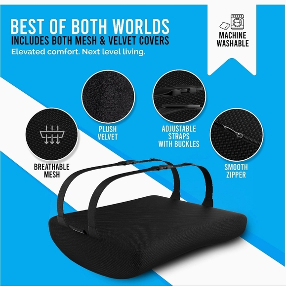 Breathable Lumbar Support Pillow w/Mesh & Velvet Covers Memory Foam - Picture 6 of 6